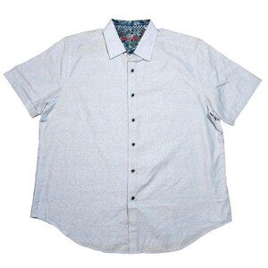 Robert Graham Mens 2XL Short Sleeve Button-Up Shirt Cotton Floral Pattern Light
